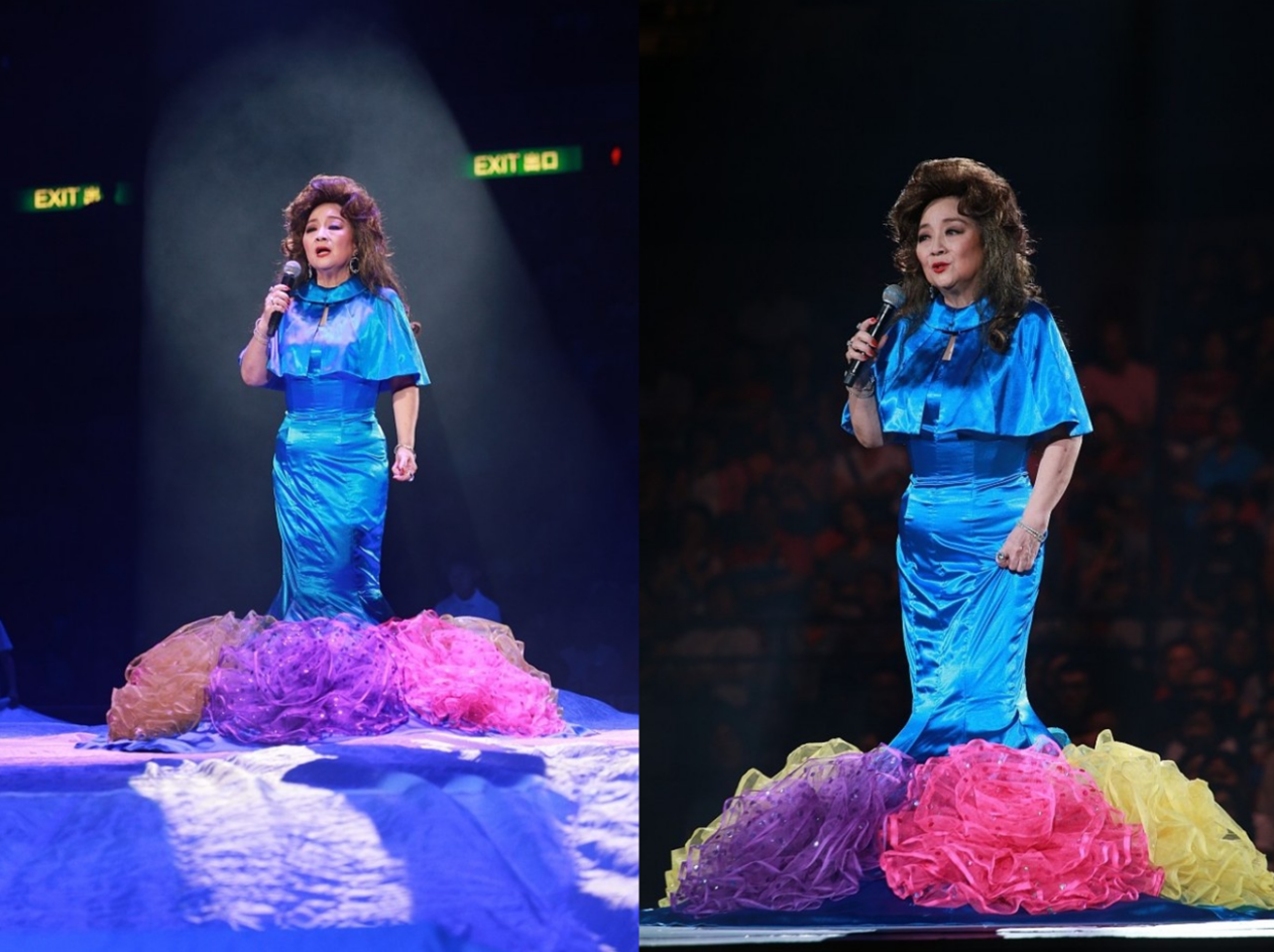 70多的徐小凤真不把自己当老人穿一身亮蓝色好晃眼但看着真美