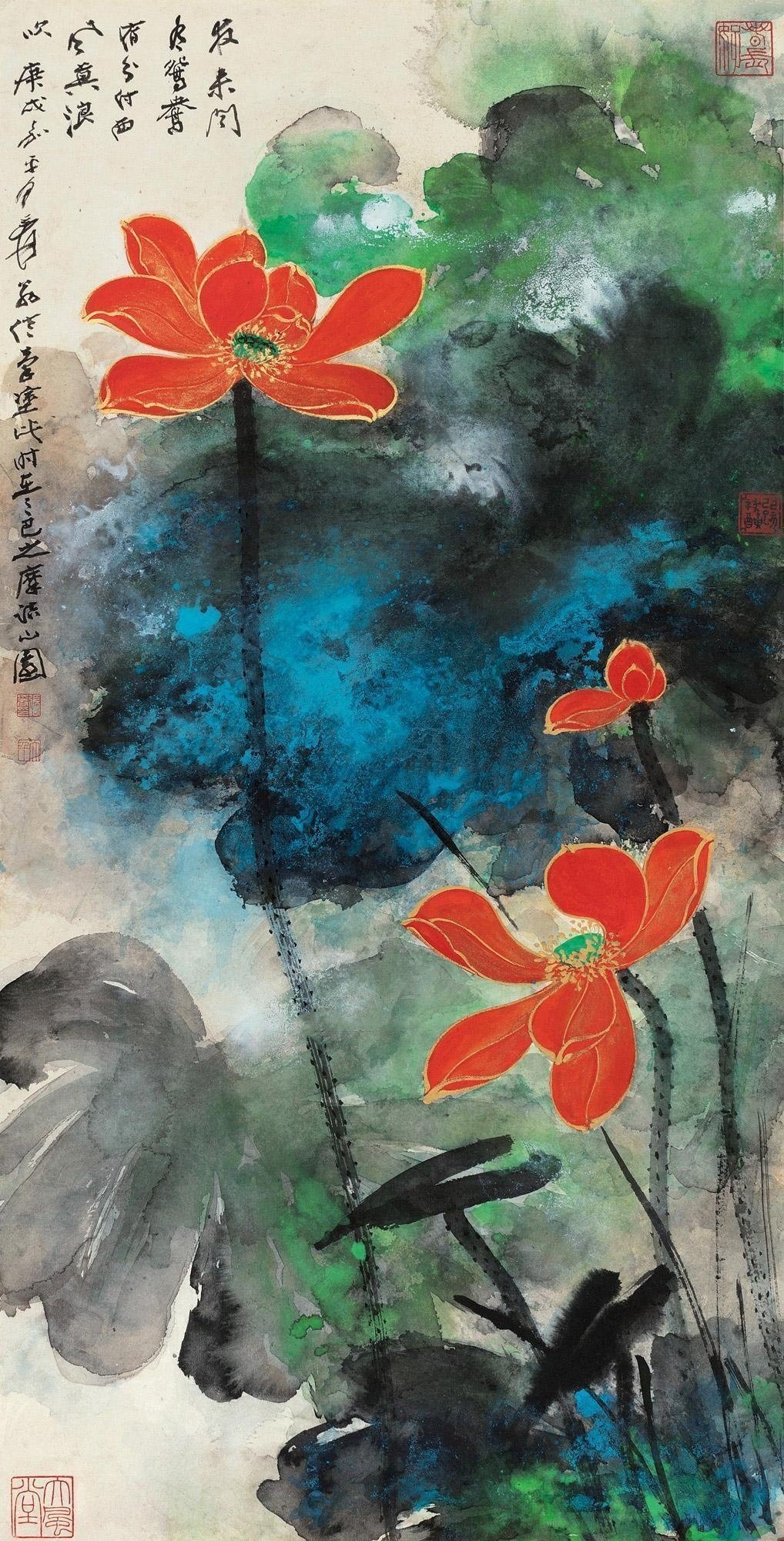 张大千的泼彩荷花_高清图集_新浪网