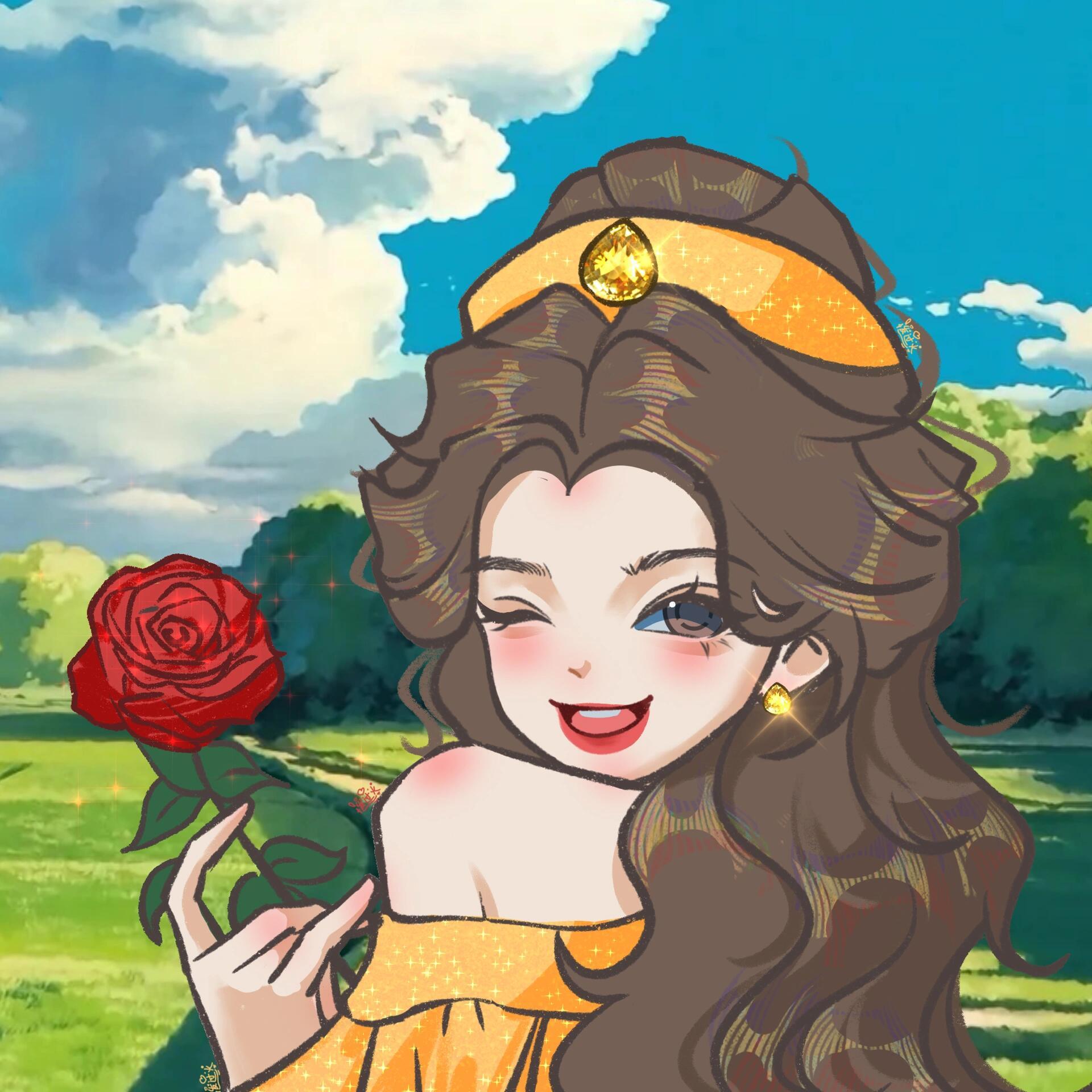 迪士尼公主手绘头像