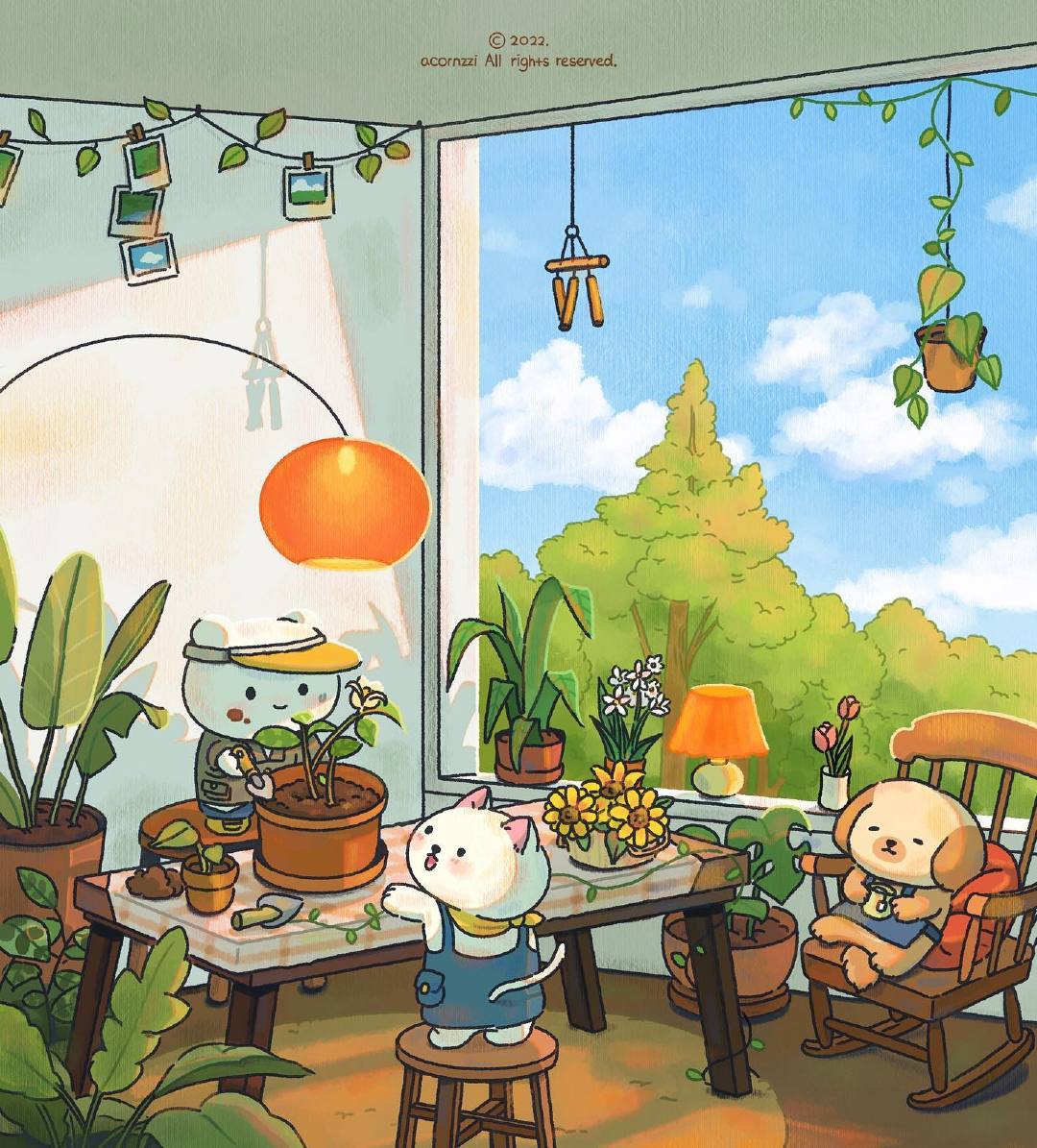 8/ 9插画师  acornzzi 将春日里美好的日常通过插