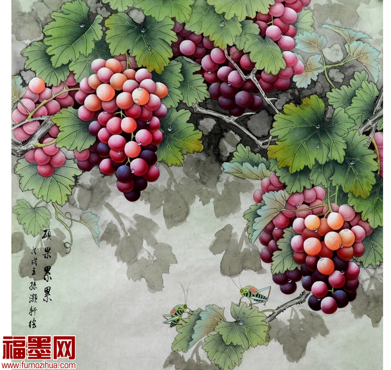 从自然升华到人文,从人文中蕴育出艺术,孙灏轩国画工笔葡萄赏析