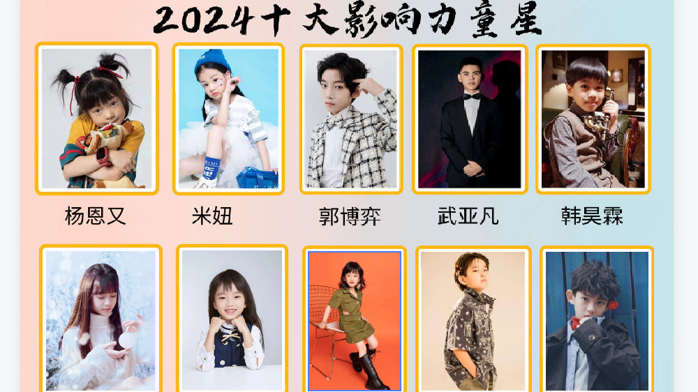 2024年十大影响力童星 杨恩又米妞郭博弈上榜|吾凰在上|参演|电视剧|女演员|晚会_新浪新闻