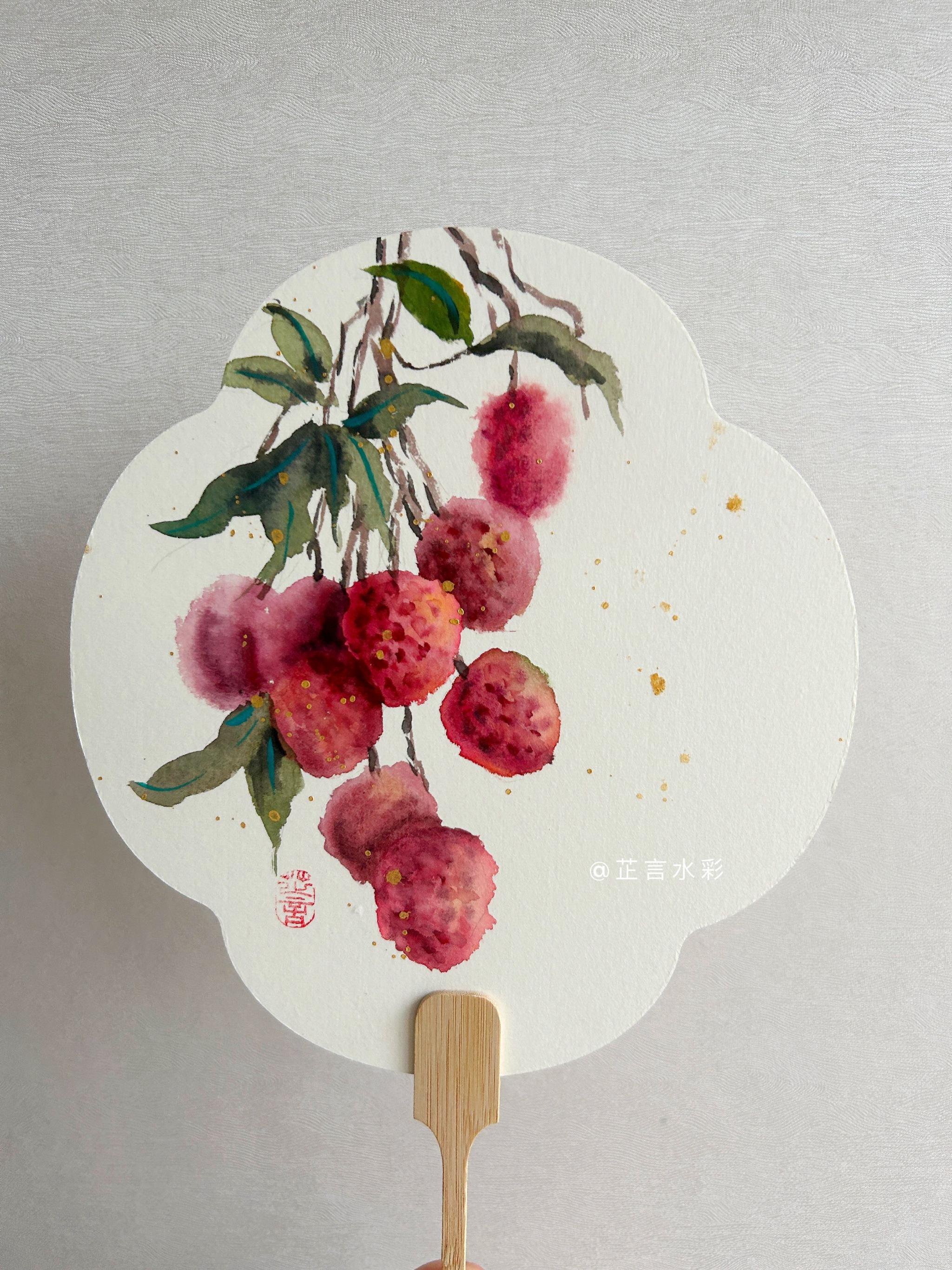 @芷言水彩 夏天一起画扇子吧