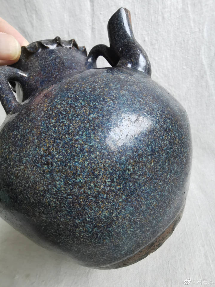 清代石湾窑窑变釉四系壶__财经头条