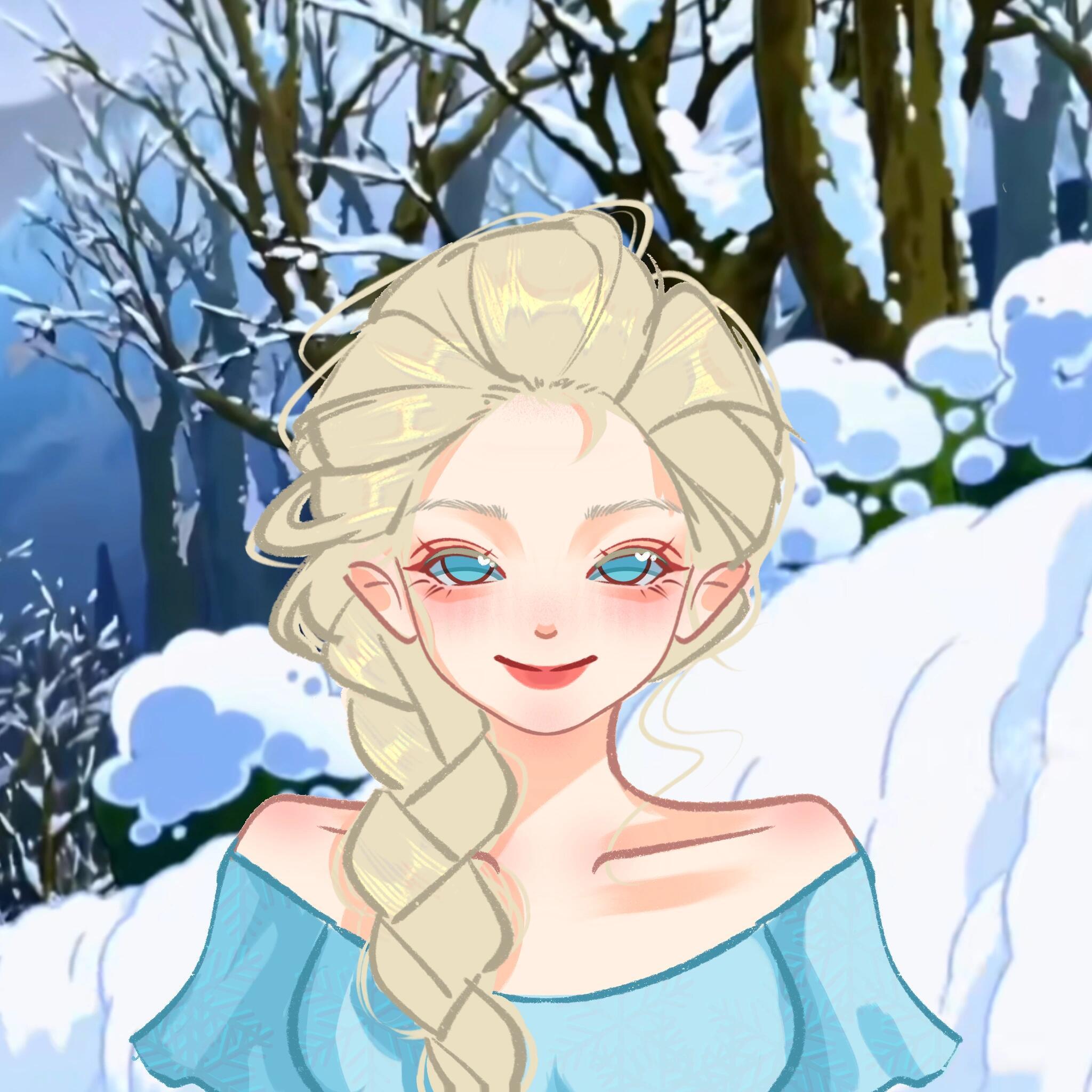 迪士尼公主手绘头像