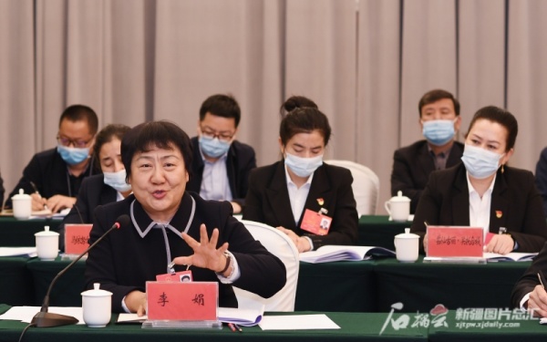 1月23日,李娟代表在参加和田地区代表团分组审议时,就依法治疆等内容