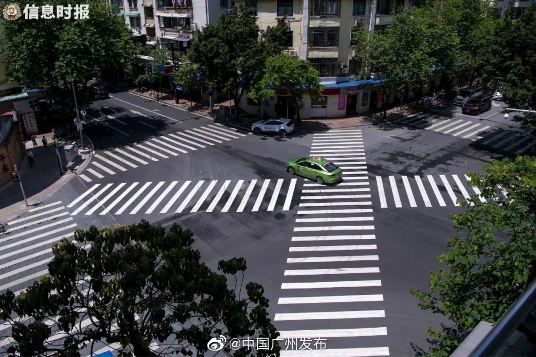 广州又有新的对角斑马线!过街到斜对面不用再等2次红绿灯