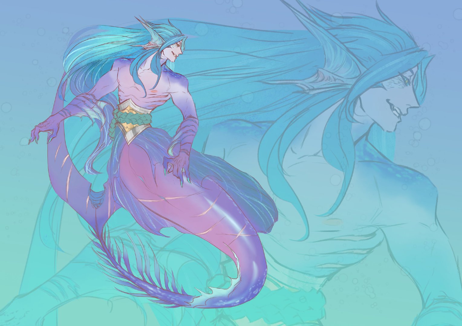 外服画师自制:美人鱼凯隐,宝石