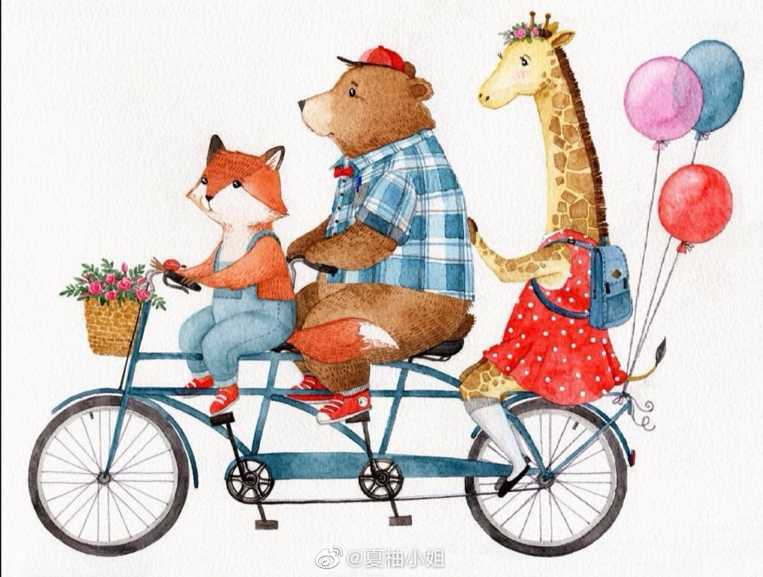 童趣可爱的动物水彩插画