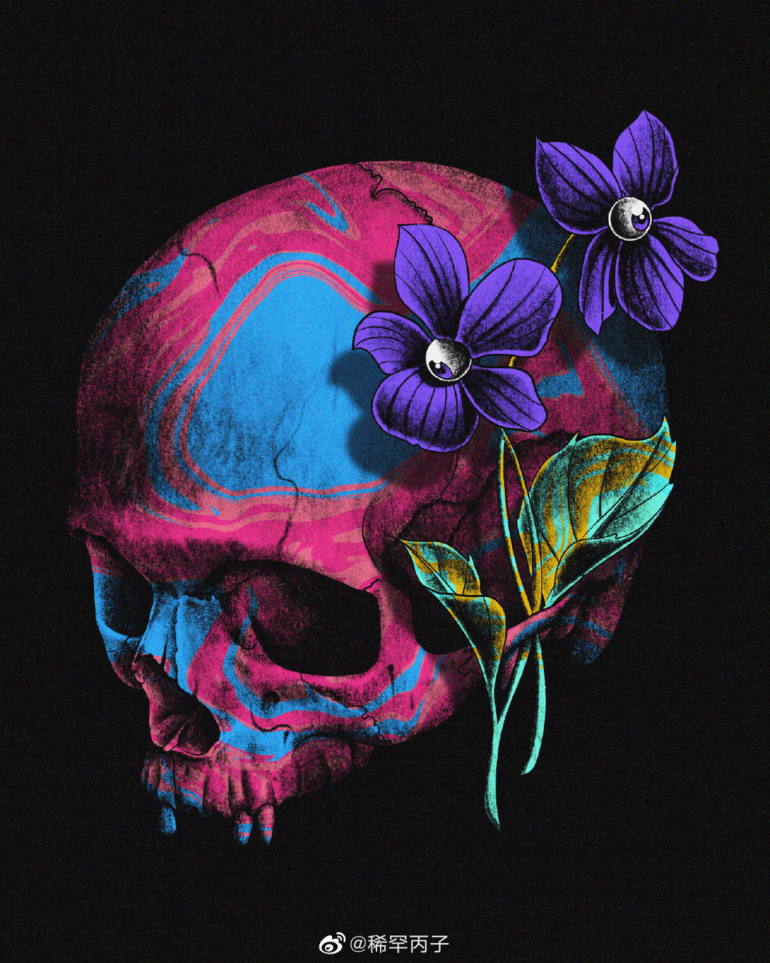 骷髅艺术插画 via:rodrigo.rtna__财经头条