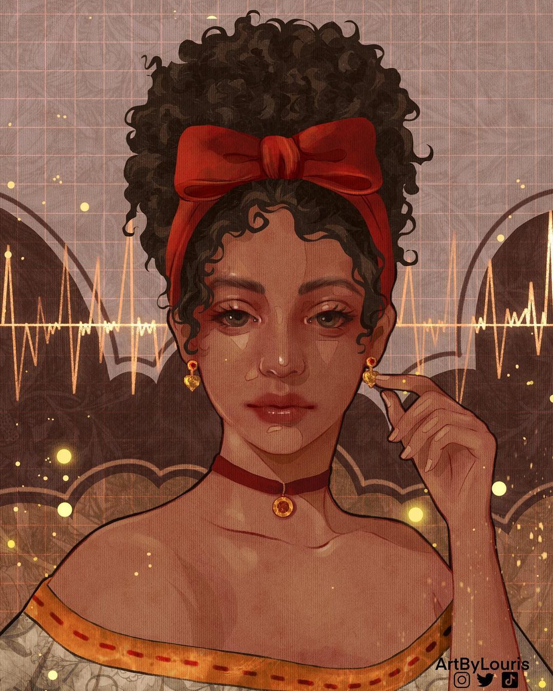 插画师artbylouris的人物肖像复古又精致