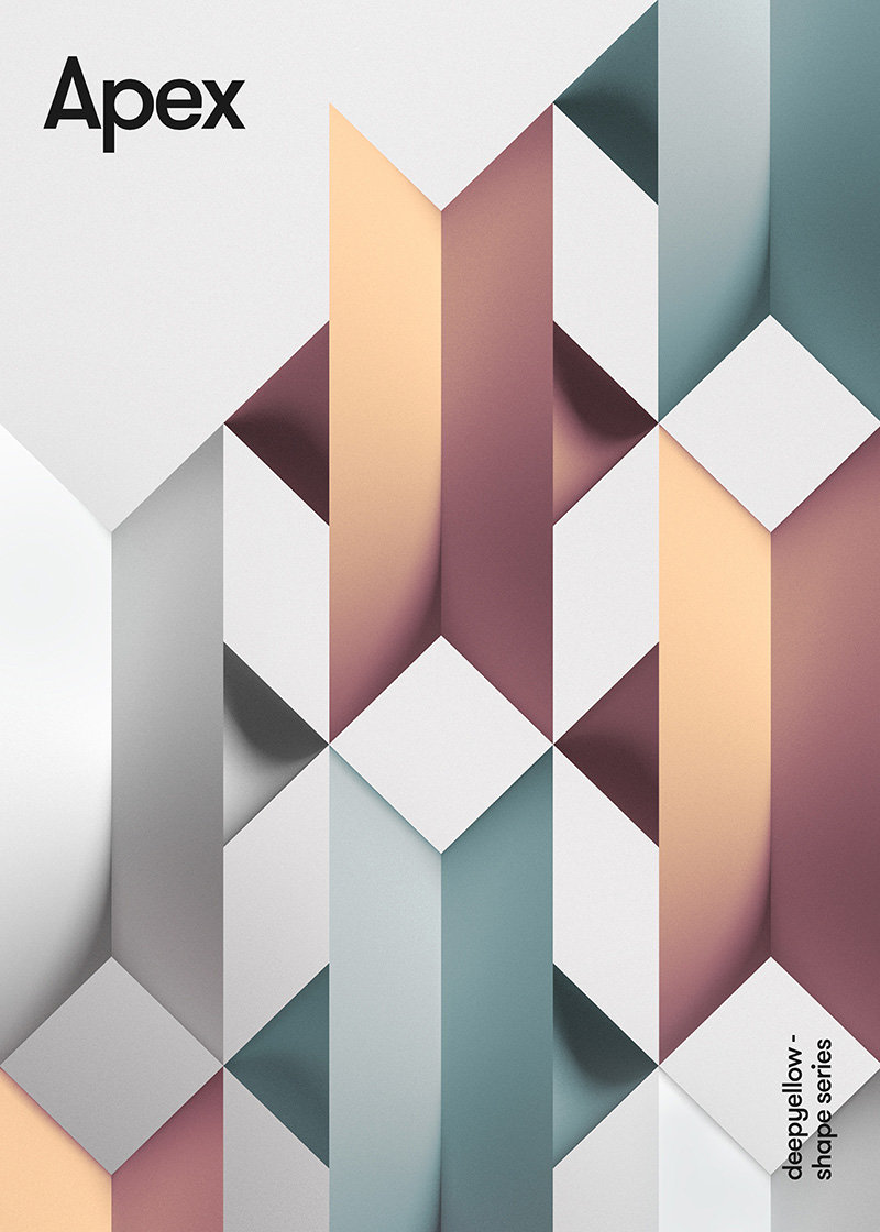 来自设计师 deep yellow 设计的极简立体几何海报设计!