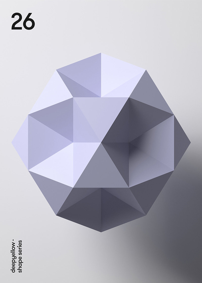 来自设计师 deep yellow 设计的极简立体几何海报设计!