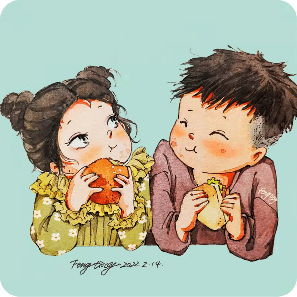 情人节的情侣插画,甜甜蜜蜜,暖到人心里_高清图集_新浪网