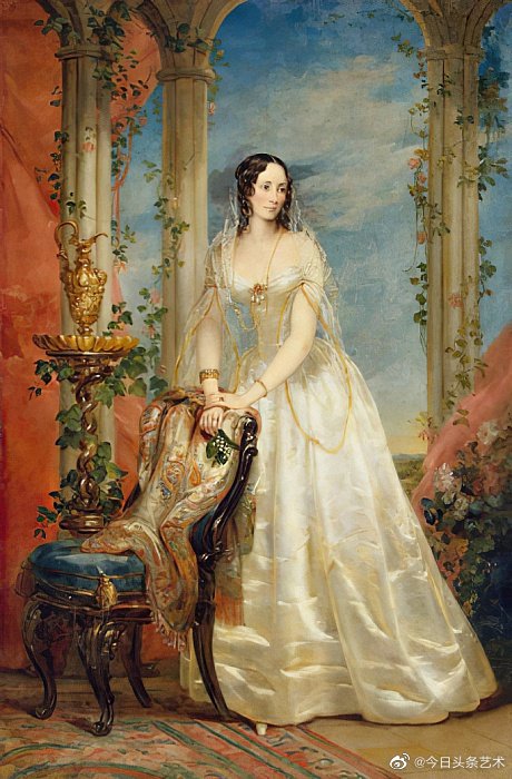 19世纪俄国宫廷画家克里斯蒂娜·罗伯逊人物肖像画