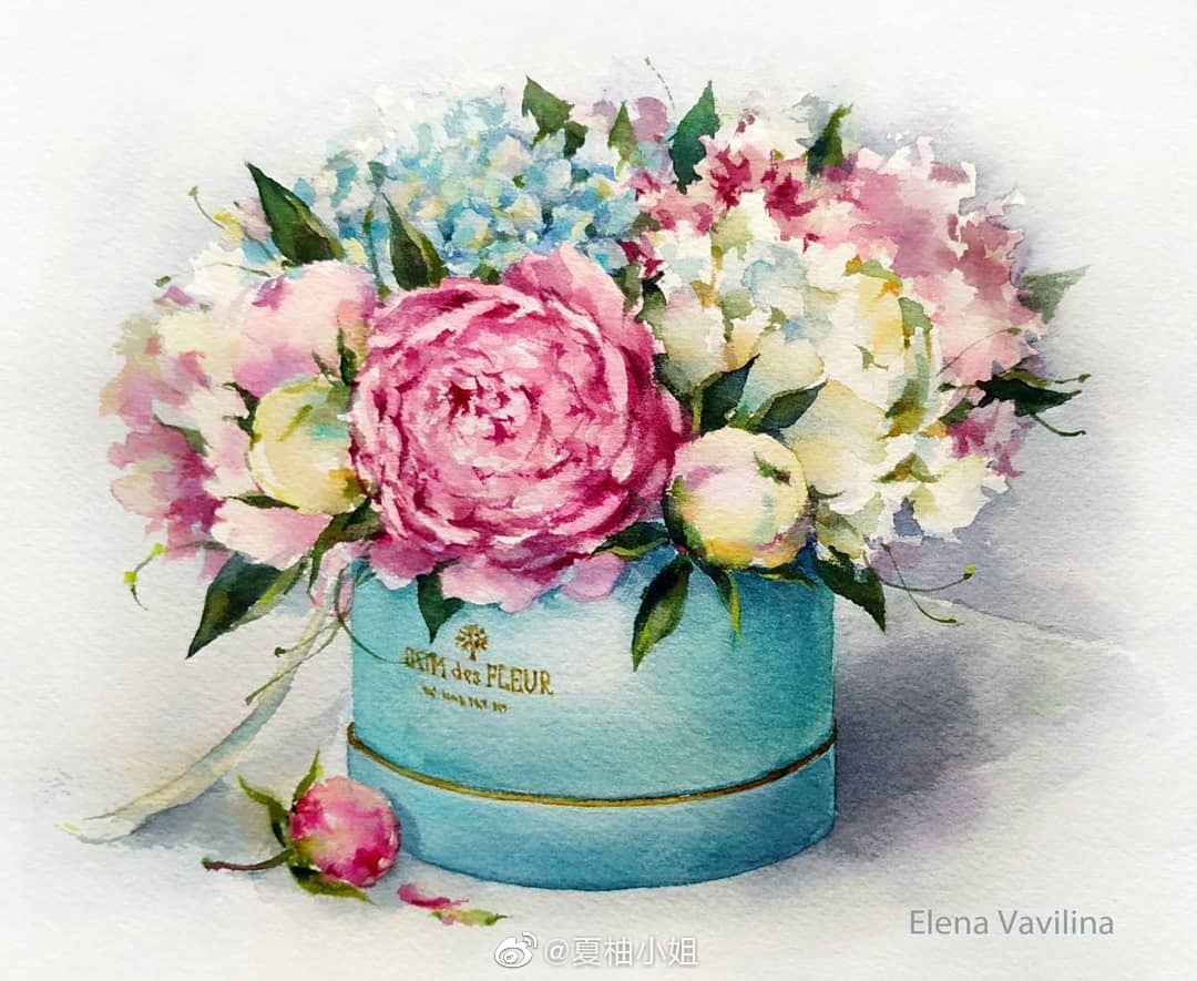 手绘水彩花束 :elena vaviline