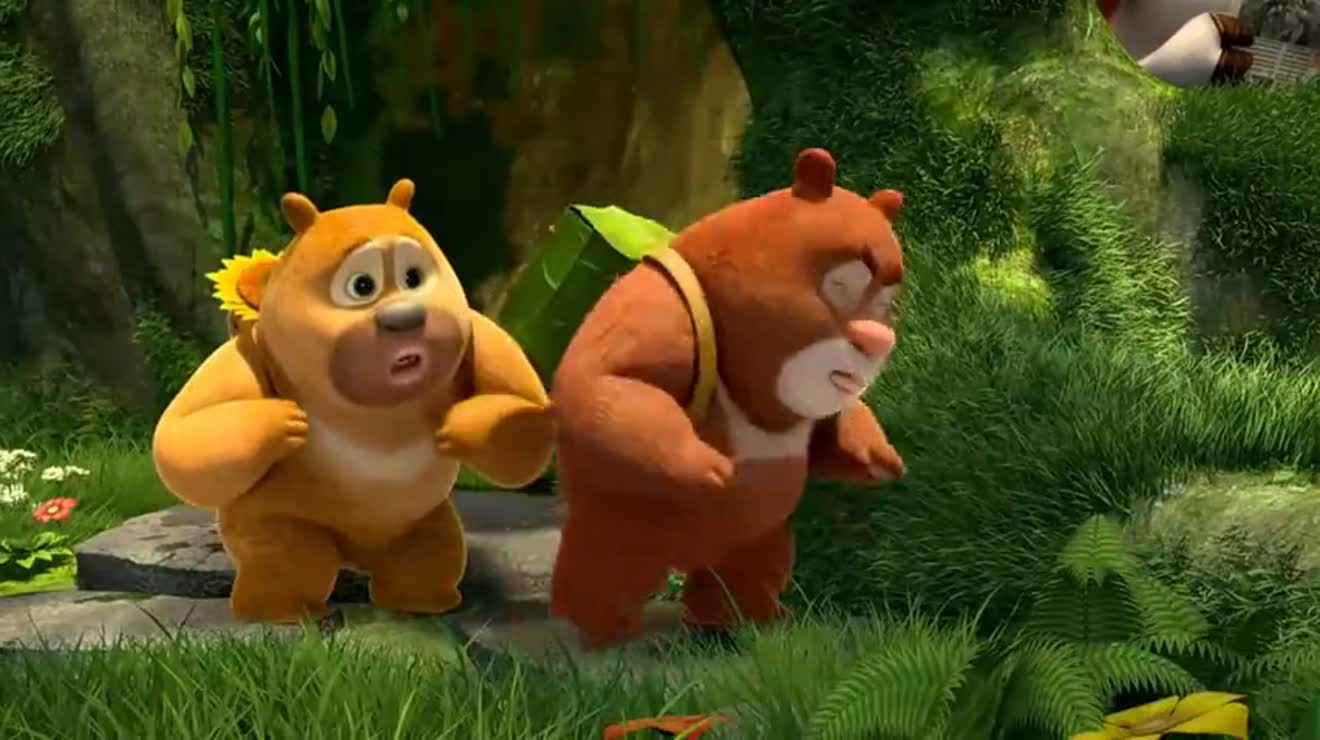 熊出没熊大熊二迟到被抓包小表情太可爱了