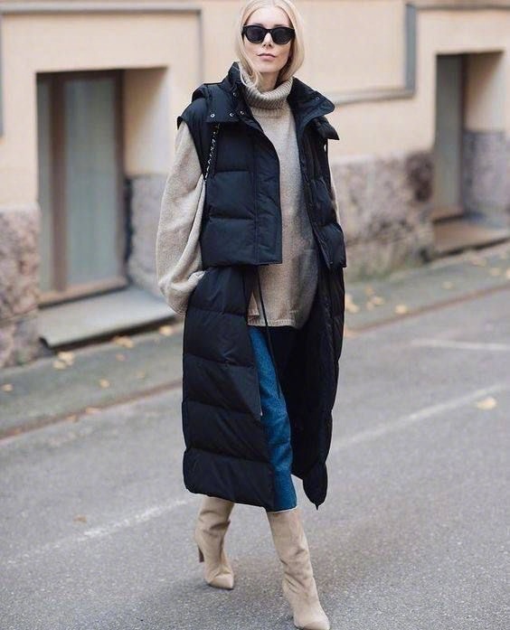 时尚街拍羽绒马甲