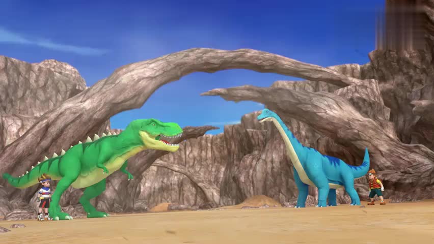 驯龙斗士小腕龙一个雷霆震击把霸王龙撞飞到天上厉害