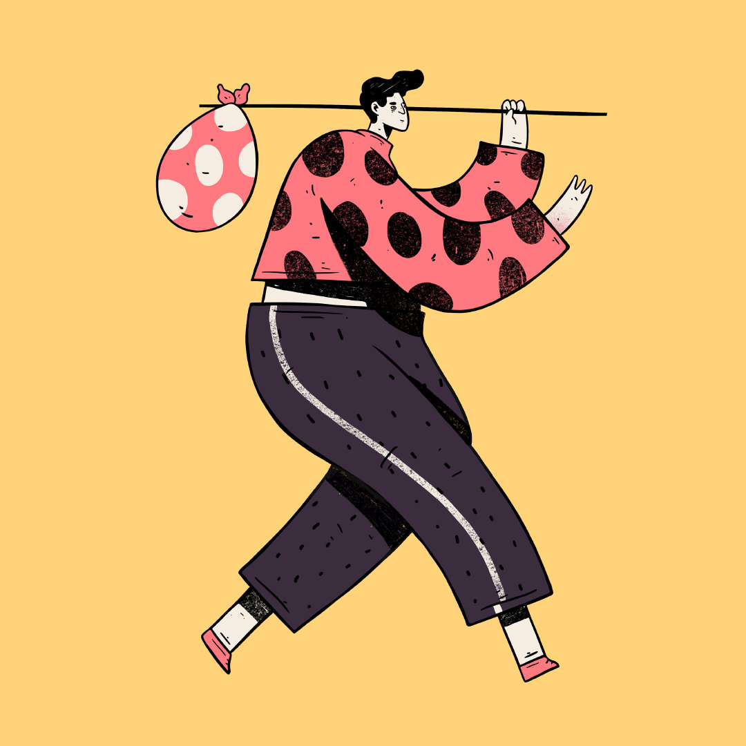 近几年十分流行的夸张人物造型插画!通过刻意调整人物的身体比例