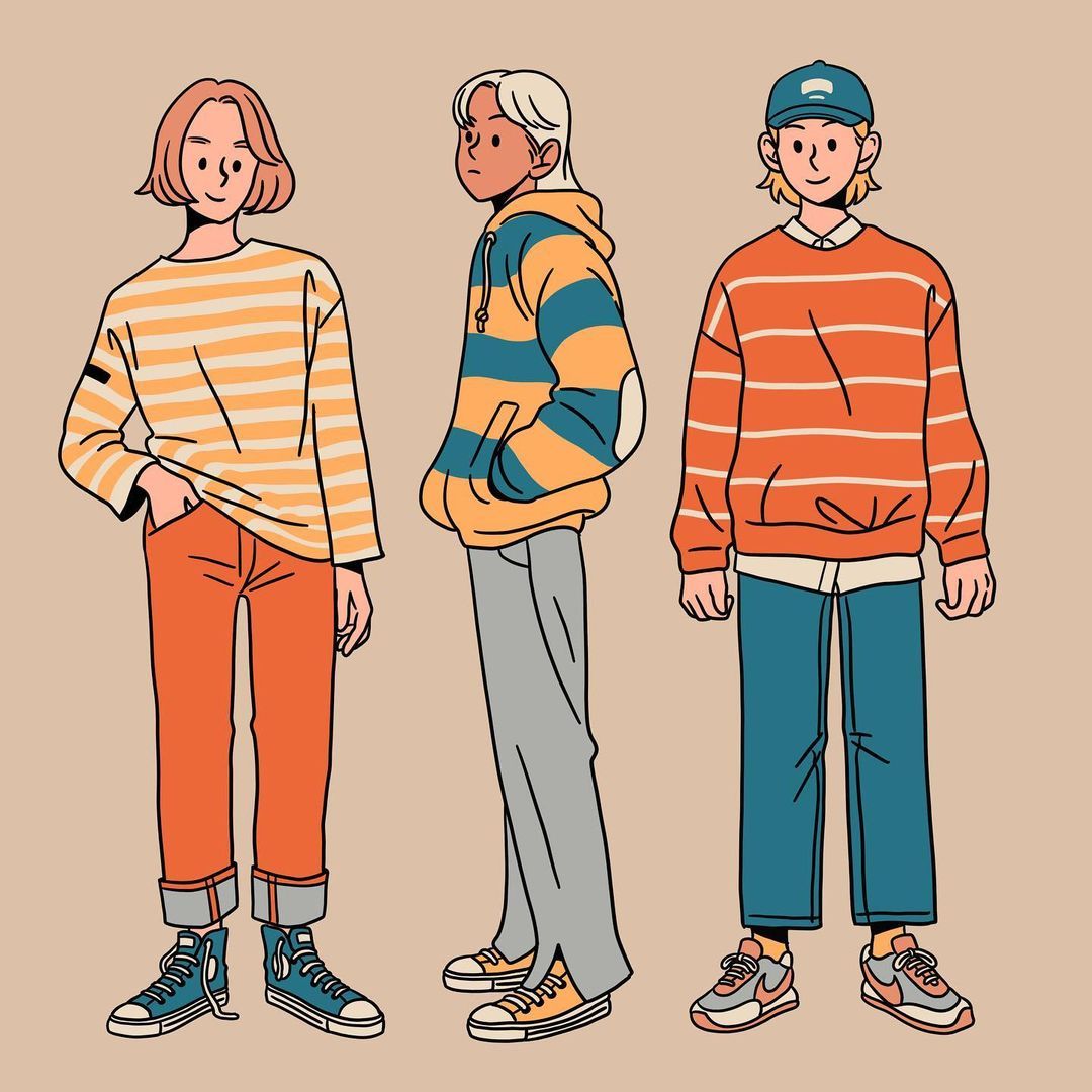 works的一组复古风插画