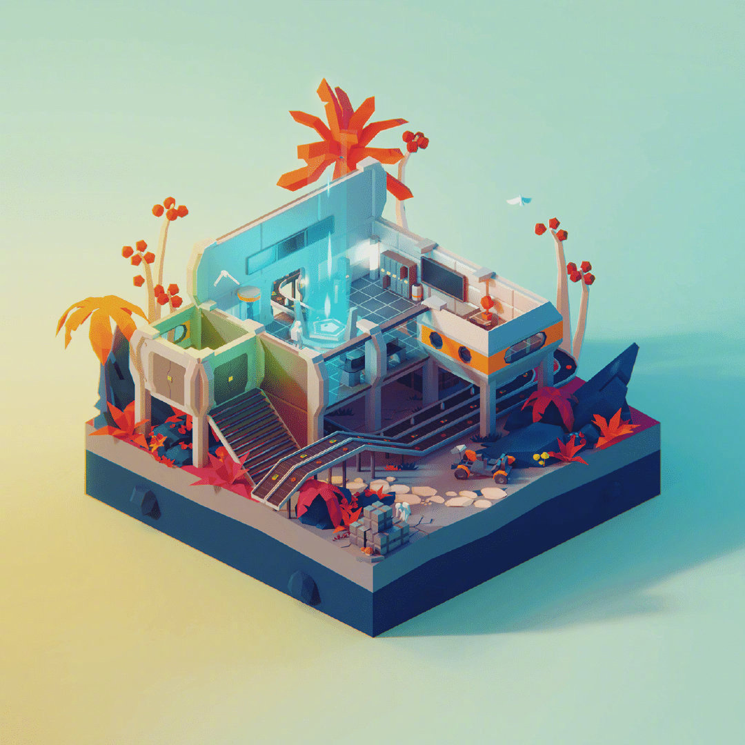 10 个复古未来派风格的 Low Poly 风格！__财经头条