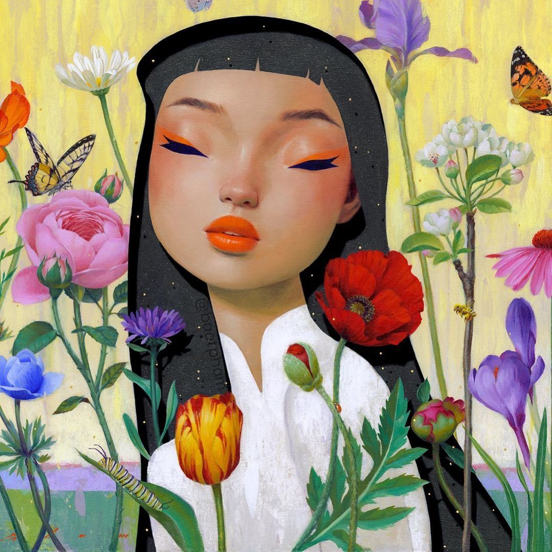 越南插画师baopham通过对人物面部神态捕捉和画面氛围的营造