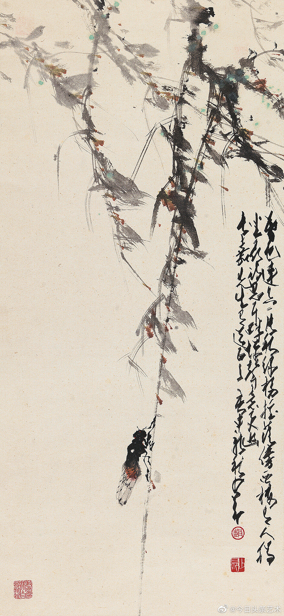 画家赵少昂柳蝉图