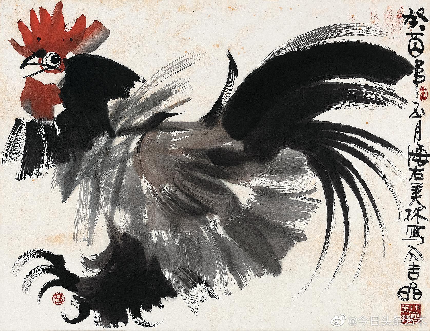 韩美林画笔下的鸡