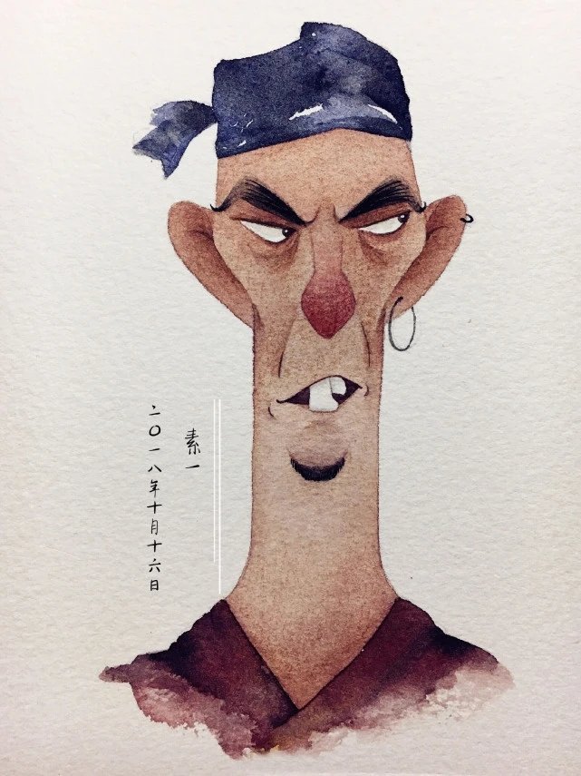 有趣的古代人脸插画作品 画师:素一__财经头条