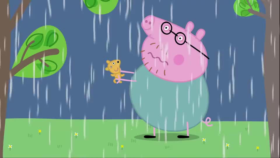 小猪佩奇屋外就要下雨佩奇撒腿就跑把泰迪都给忘记了