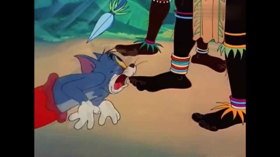 猫和老鼠杰瑞你已经露馅了不要在假装野人了快逃啊