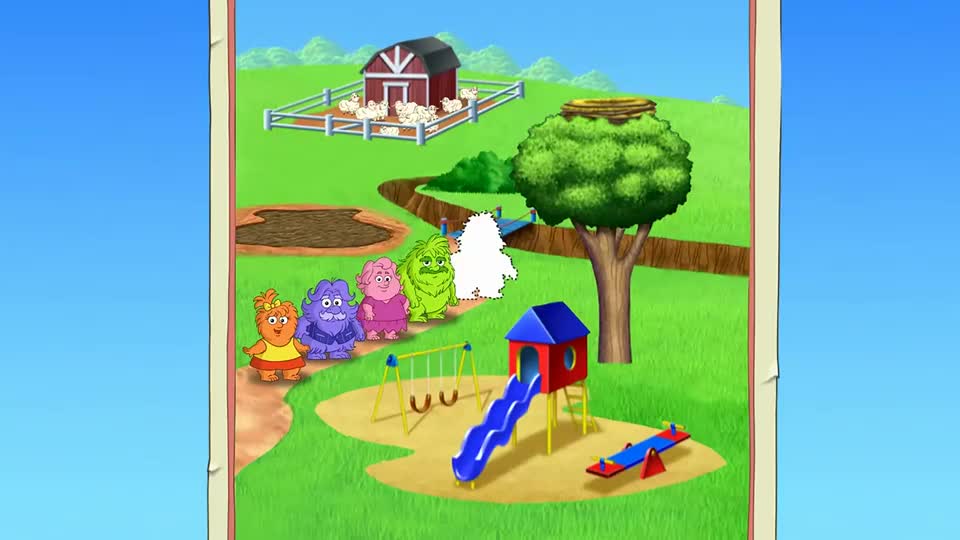 爱探险的朵拉看着小地图来找一找小矮人的表弟表妹们