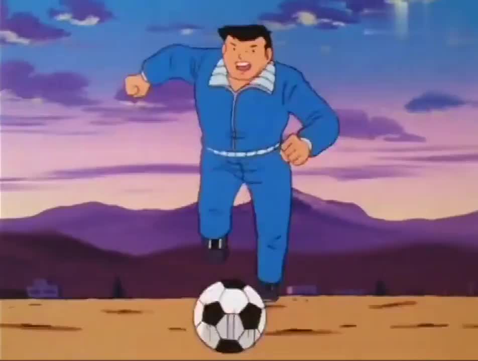 足球小将 立花兄弟为了练成空中飓风技巧 这一幕真是看着都痛