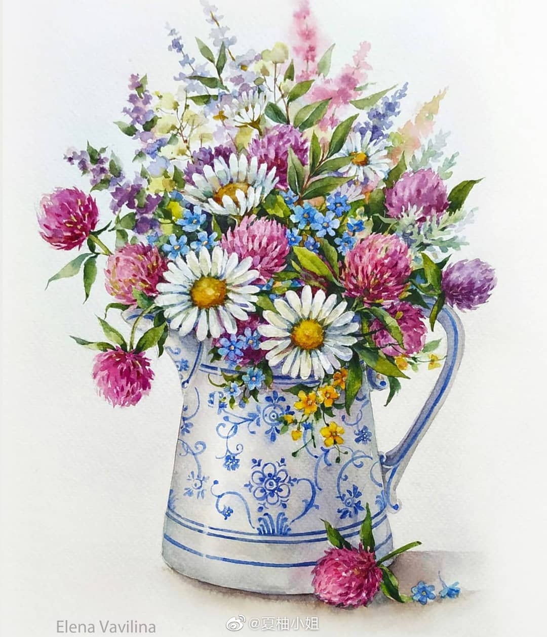 手绘水彩花束 :elena vaviline