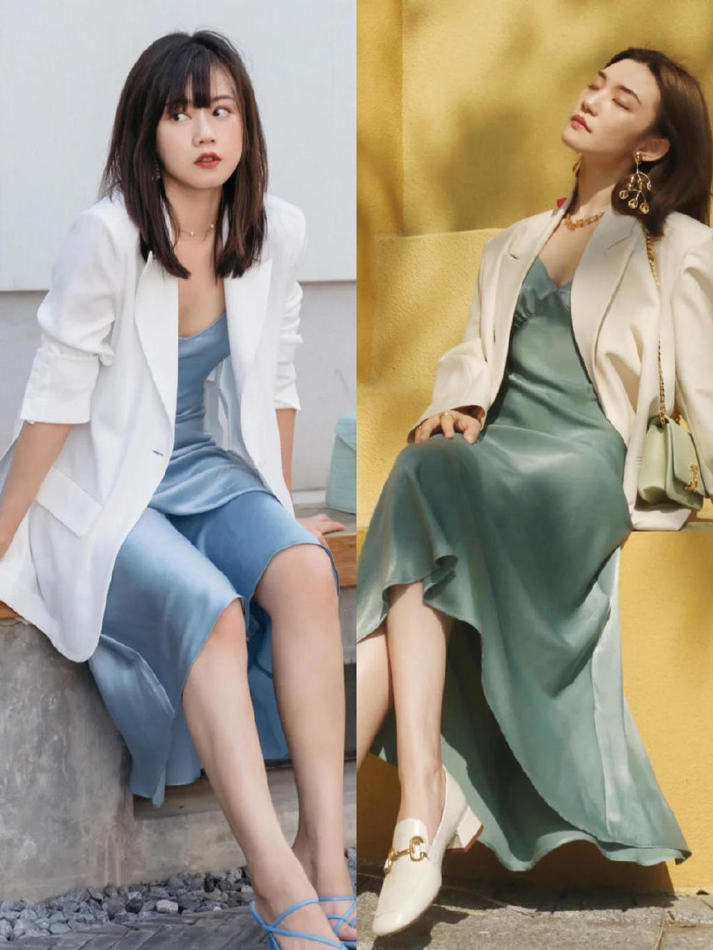 穿吊带连衣裙的时候要注重塑造整体的氛围感,所以我们也要选择合适的