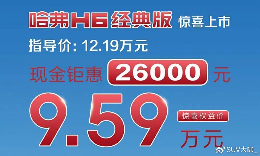 哈弗H6再推经典版，限时抢购价9.59万元，值得入手吗？