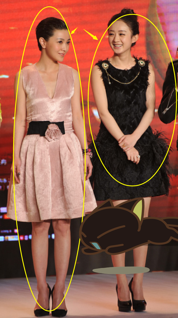 郭采洁158cm,赵丽颖165cm,当两人站一起,差距都在腿上了!