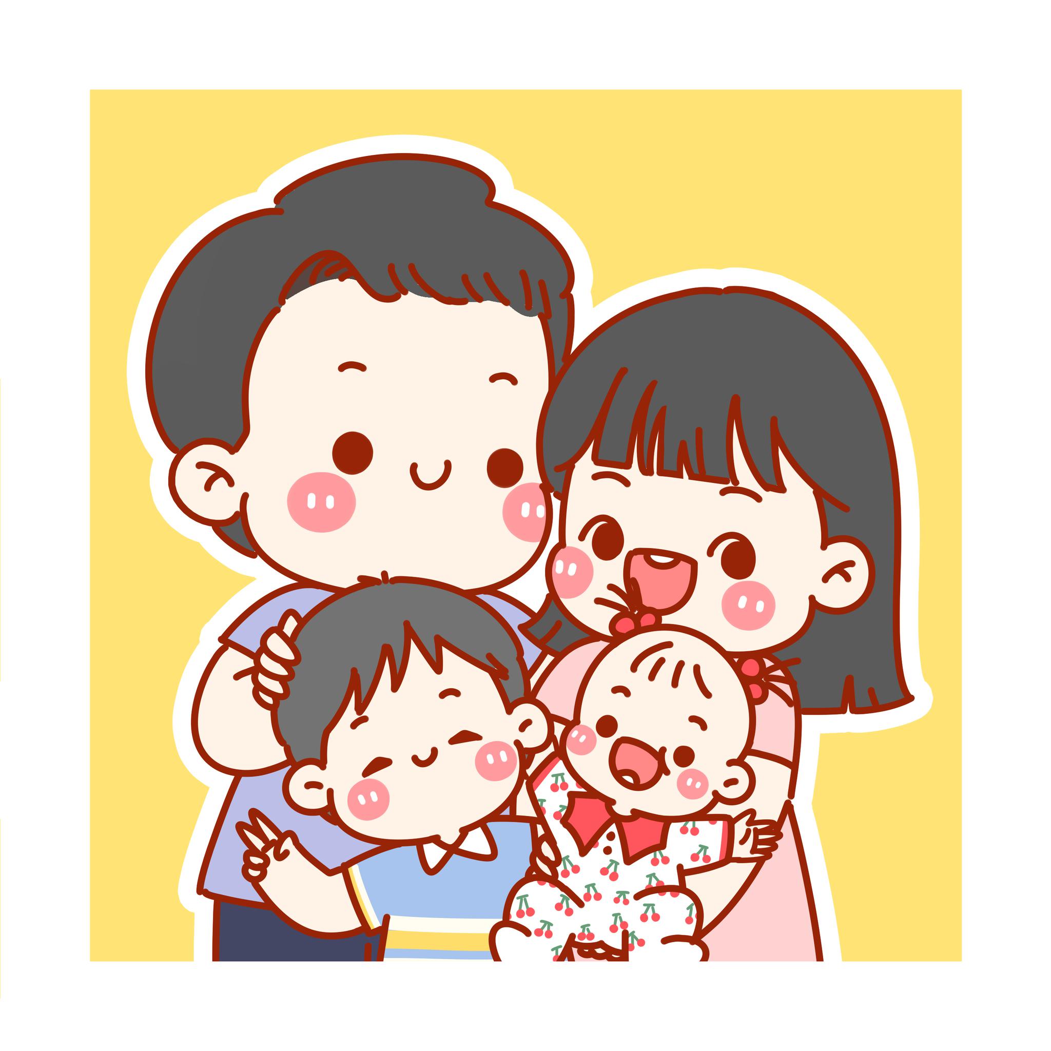 好久没更新头像了, 我让公司的插画妹妹画了二胎家庭头像_高清图集
