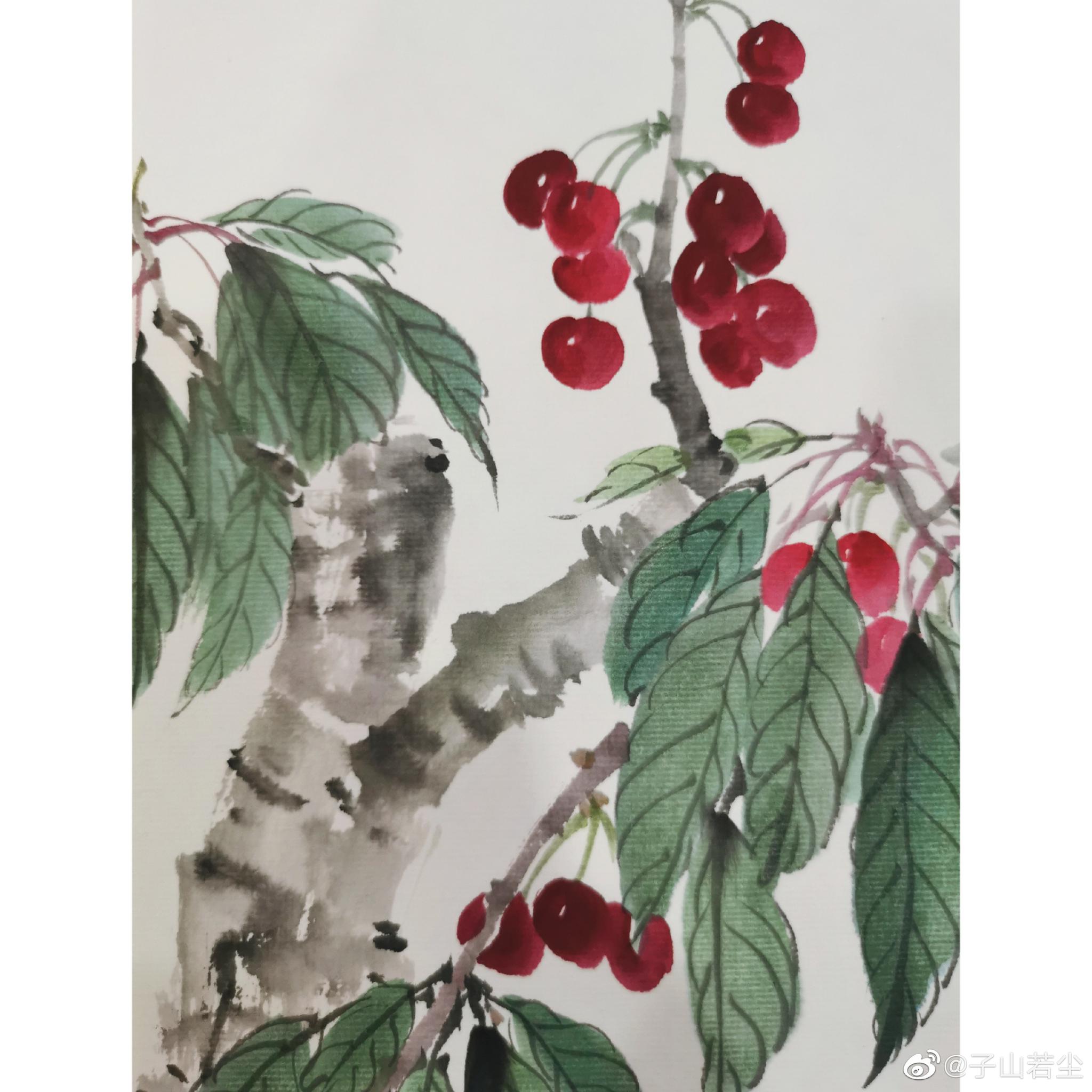 国画.樱桃红了作者.刘波 号(大拙)_高清图集_新浪网