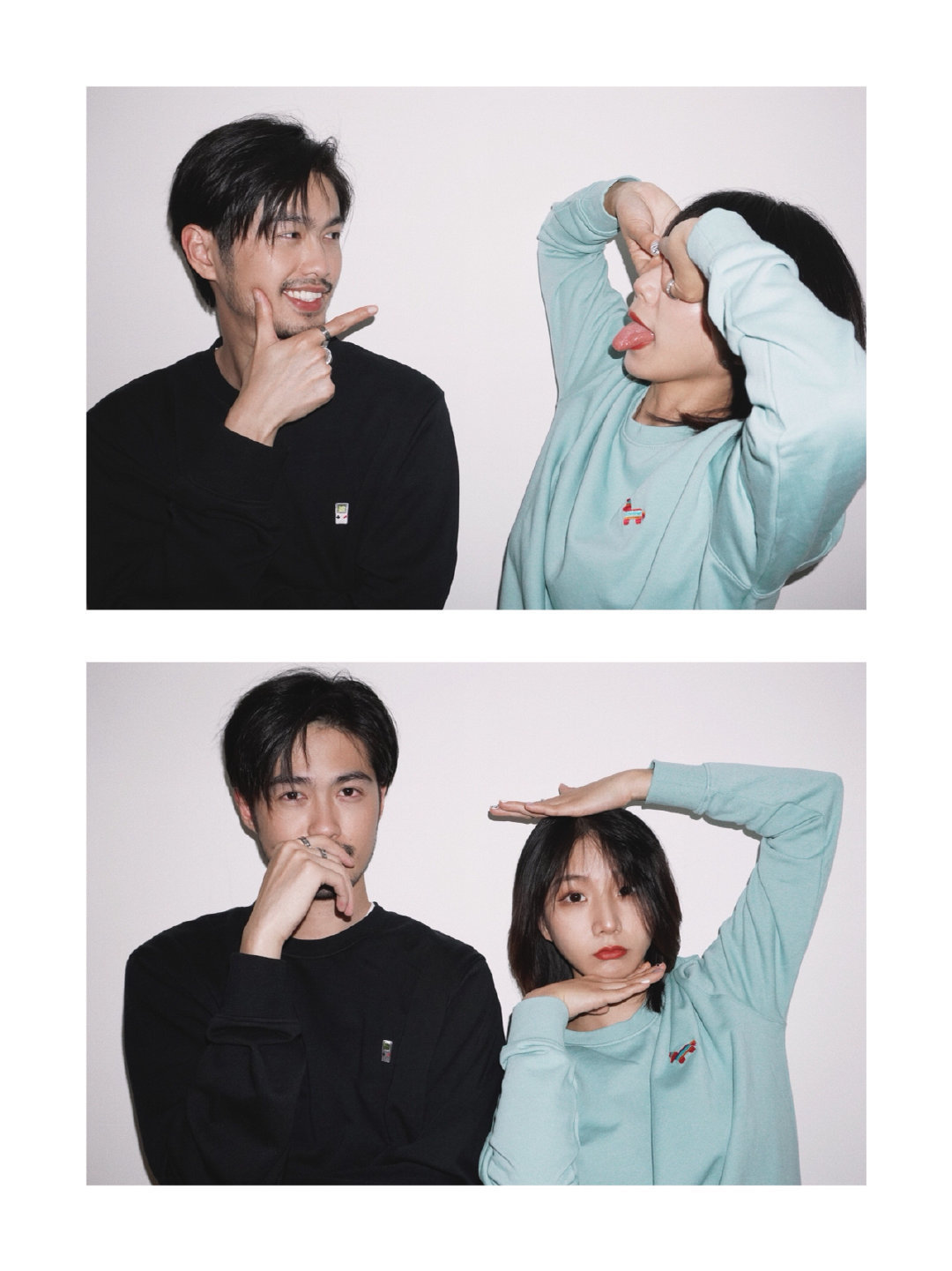 情侣甜蜜大头贴拍照姿势