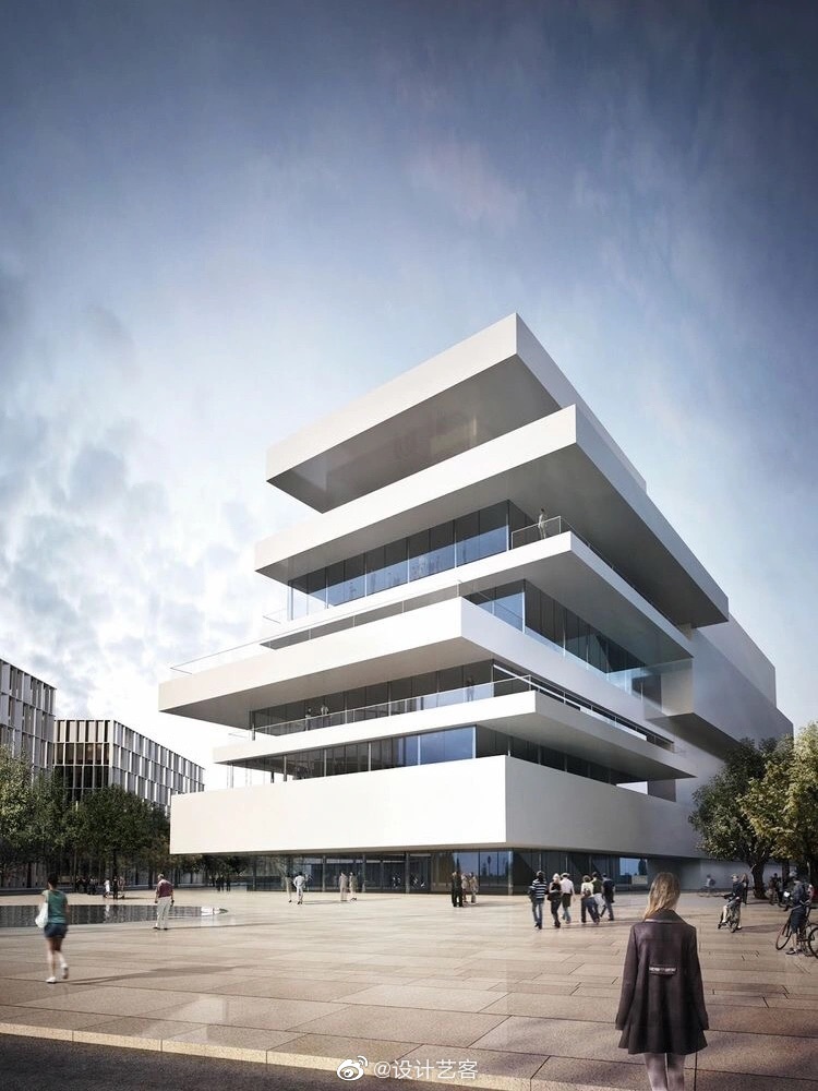 建筑设计体块穿插的雕塑感