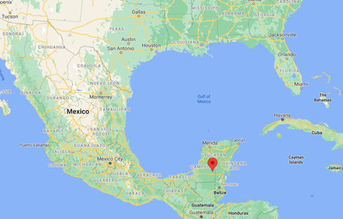 「火眼」出现的位置在墨西哥尤卡坦半岛西侧海域,目前起火的原因有