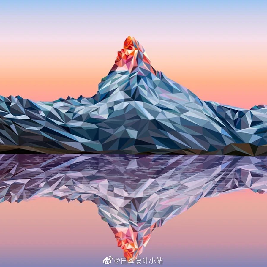 艺术家elyse dodge创作的彩色几何山景