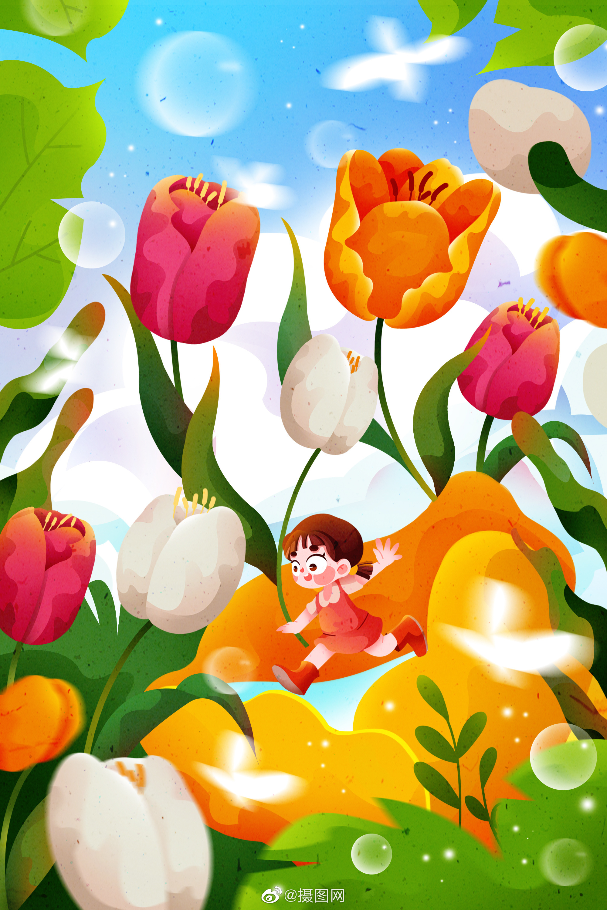 竖版插画|立夏节气清爽有趣的竖版插画