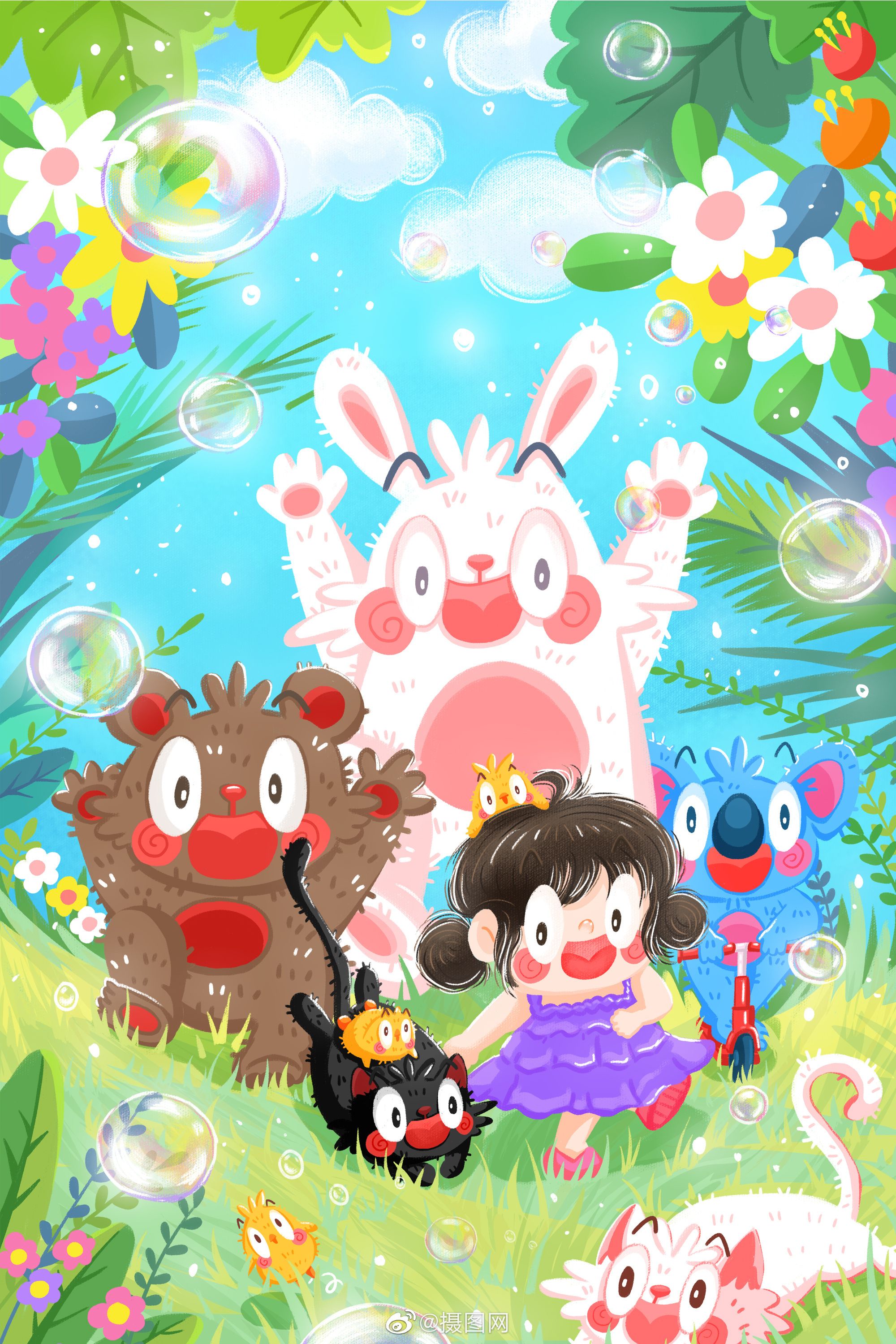 竖版插画|立夏节气清爽有趣的竖版插画