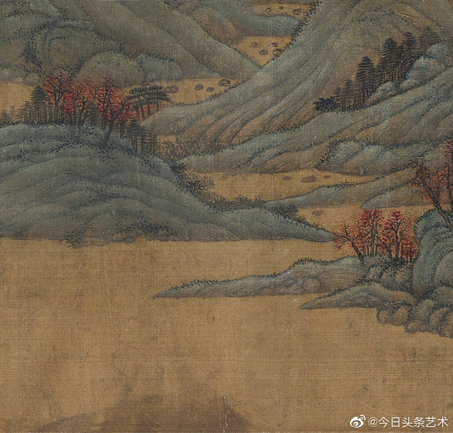 南宋画家赵伯骕山水画《红树青山图》卷