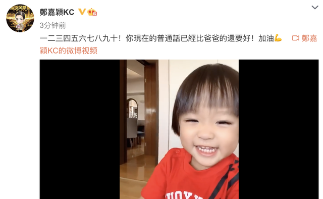 郑嘉颖晒一岁半儿子，成功从1数到10开心拍手，表情丰富萌态十足|郑嘉颖|陈凯琳|儿子_新浪新闻