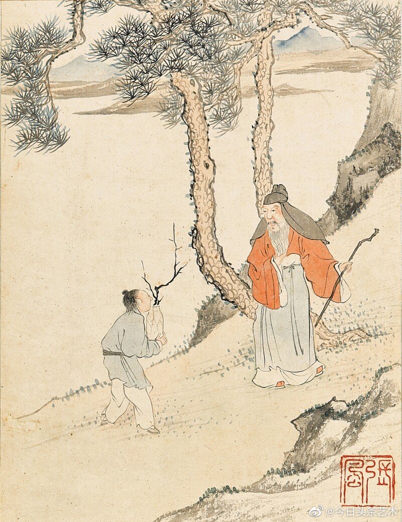 清代画家张风人物山水册