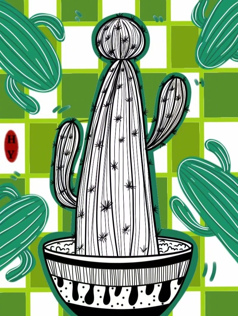 黑白线描装饰画素材